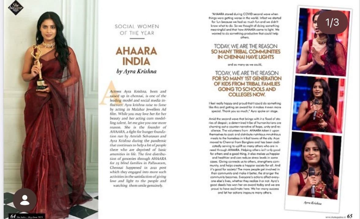 Social Women of the Year — Ayra Krishna, Ahaara India